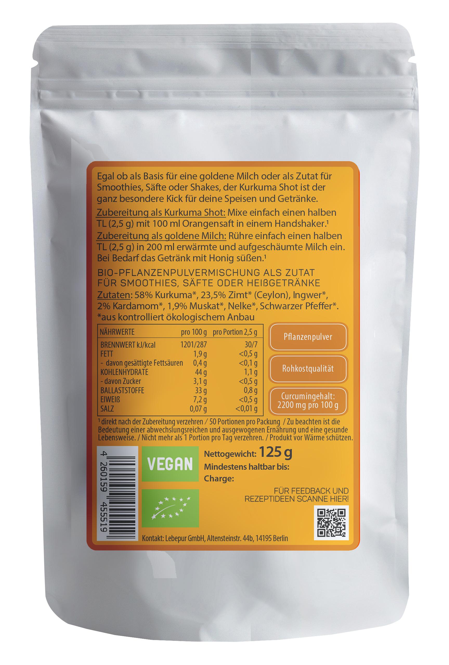 Produktbild LEBEPUR Bio Kurkuma Shot 2 von 2