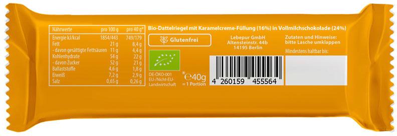 Produktbild LEBEPUR Organic Riegel Salted Caramel 2 von 2