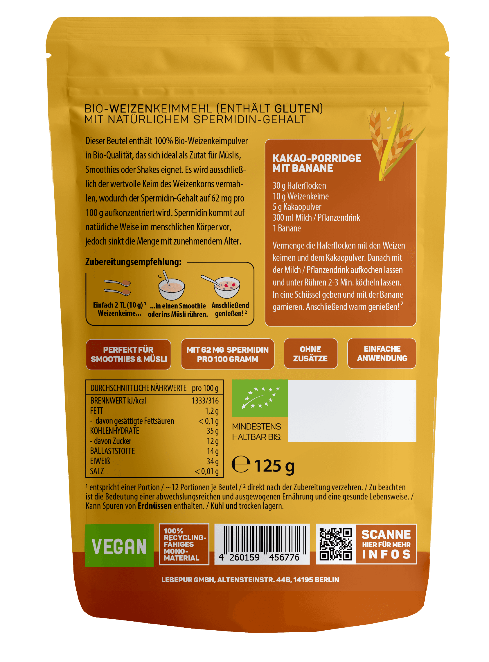 Produktbild LEBEPUR Bio Pulver Spermidin 2 von 2