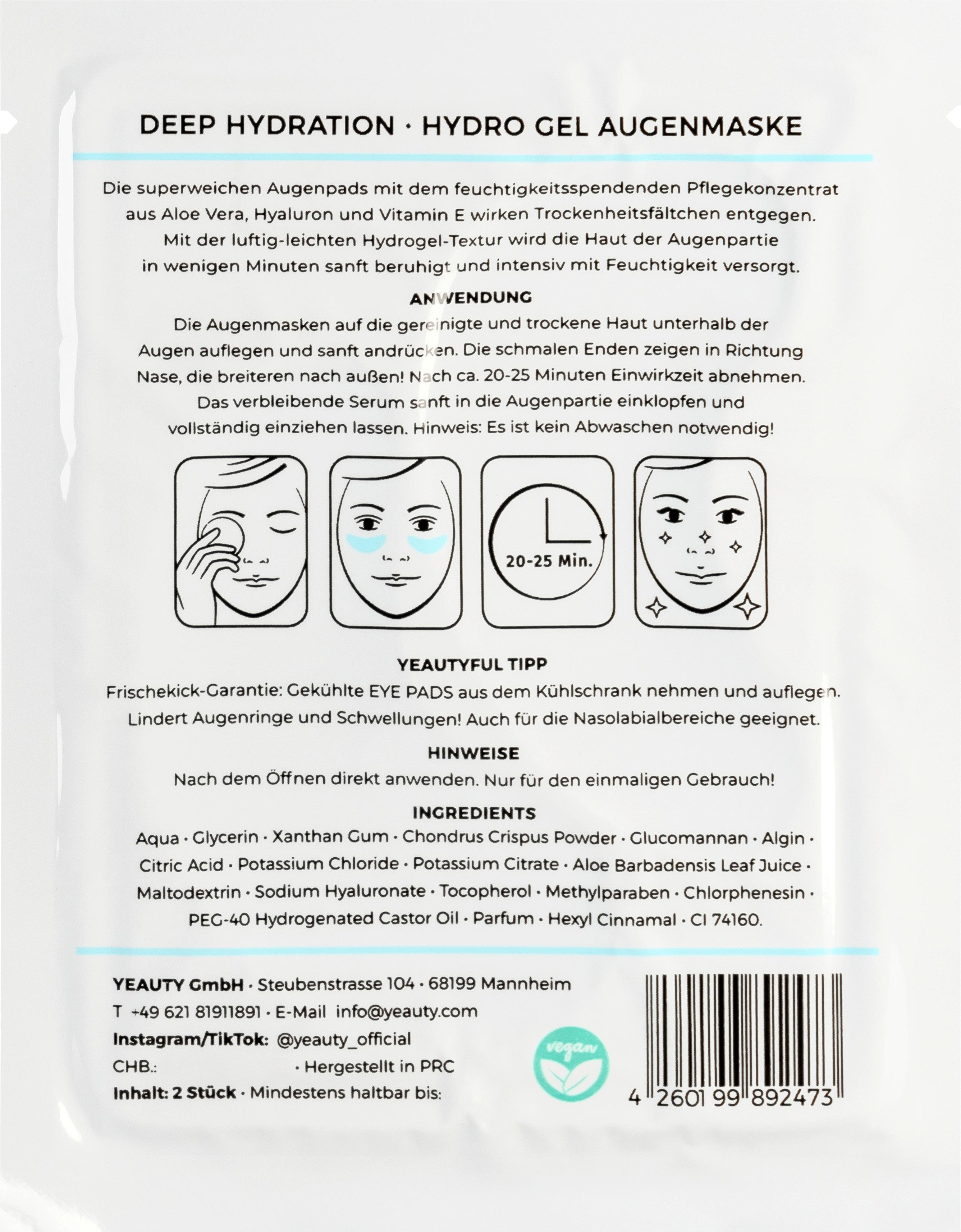 Produktbild YEAUTY Deep Hydration Eye Pad Mask 2 von 6