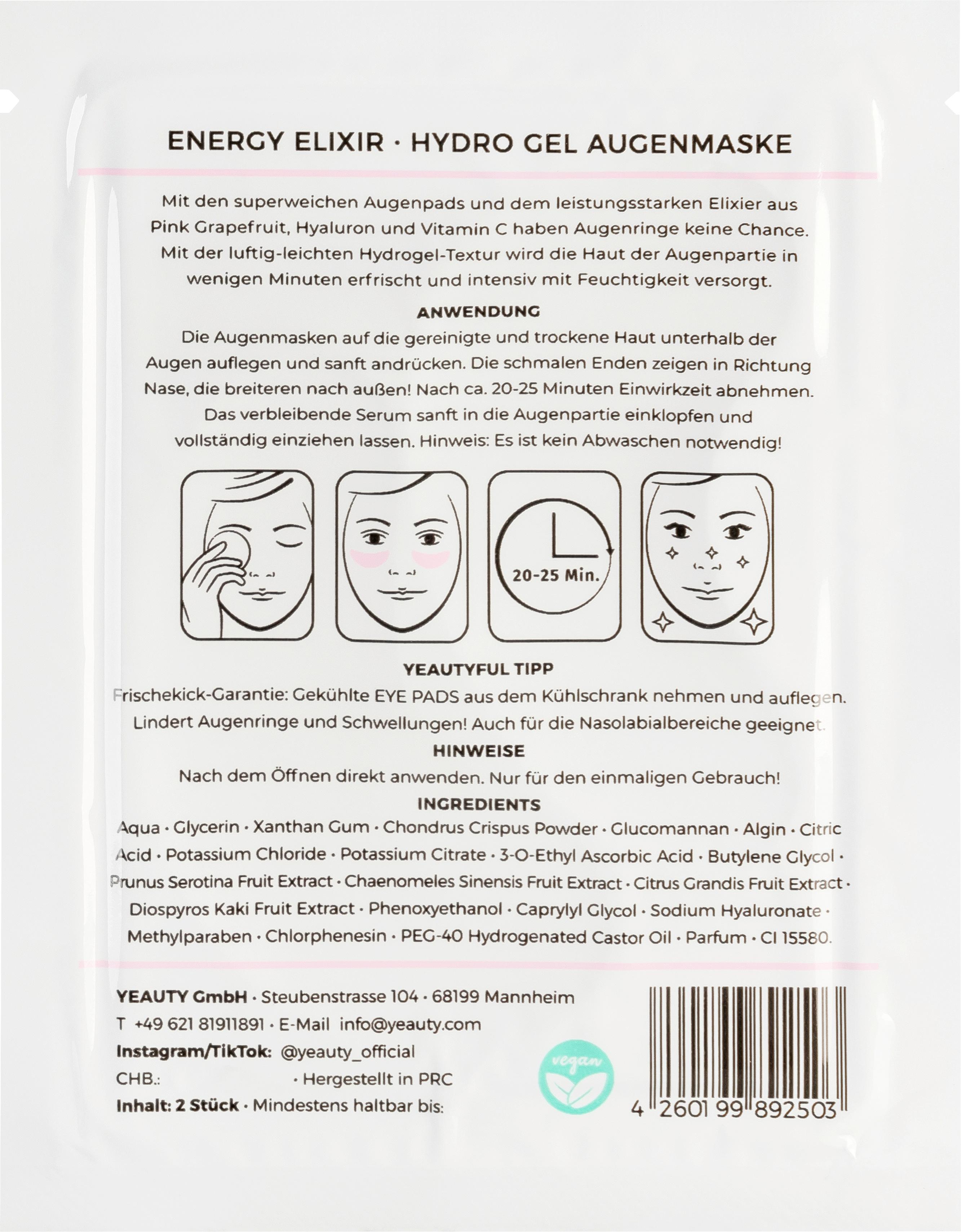 Produktbild YEAUTY Energy Elixir Eye Pad Mask 2 von 6