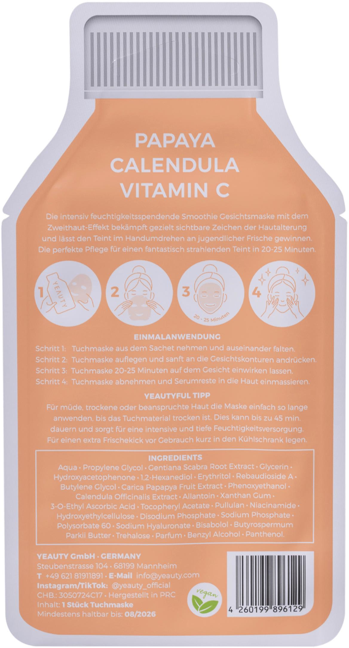 Produktbild Yeauty Tuchmaske Papaya Calendula Vitamin C 2 von 3