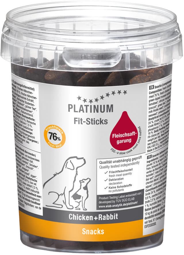PLATINUM Hundesnack Fit-Sticks Chicken + Rabbit