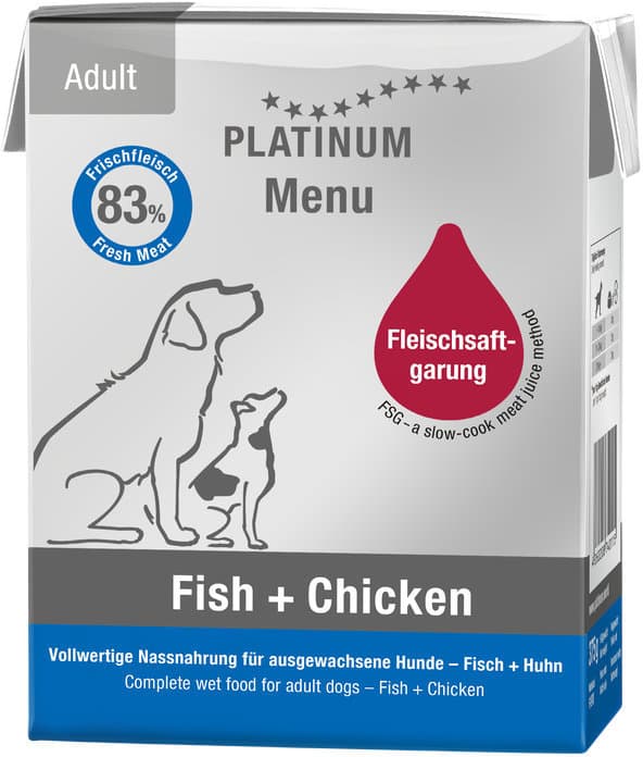 PLATINUM Hundenassfutter Menu Fish + Chicken