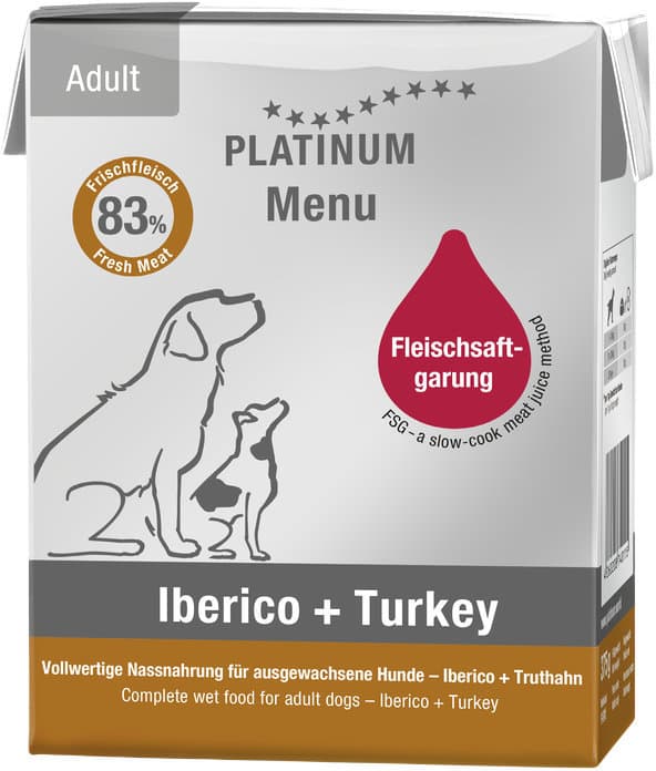 PLATINUM Hundenassfutter Menu Iberico + Turkey