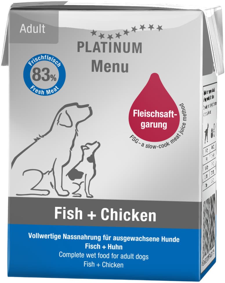 PLATINUM Hundenassfutter Menu Fish + Chicken