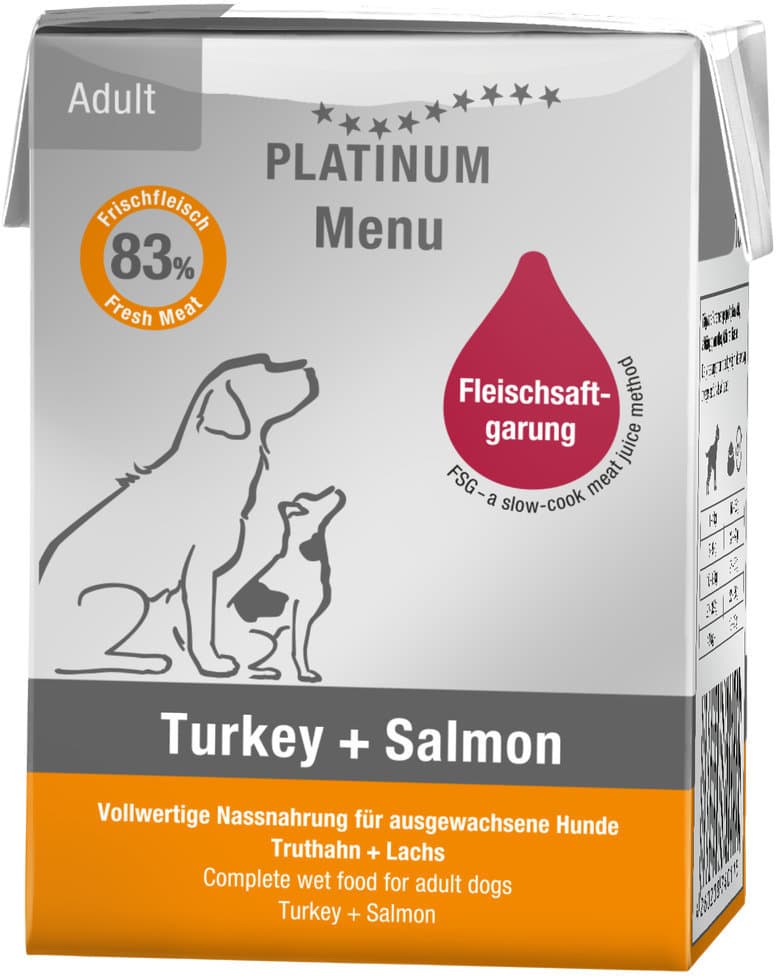 PLATINUM Hundenassfutter Menu Turkey + Salmon
