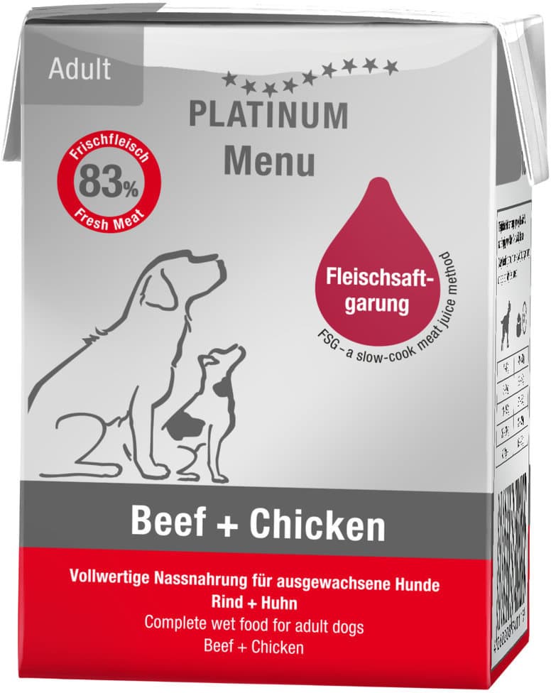 PLATINUM Hundenassfutter Menu Beef + Chicken