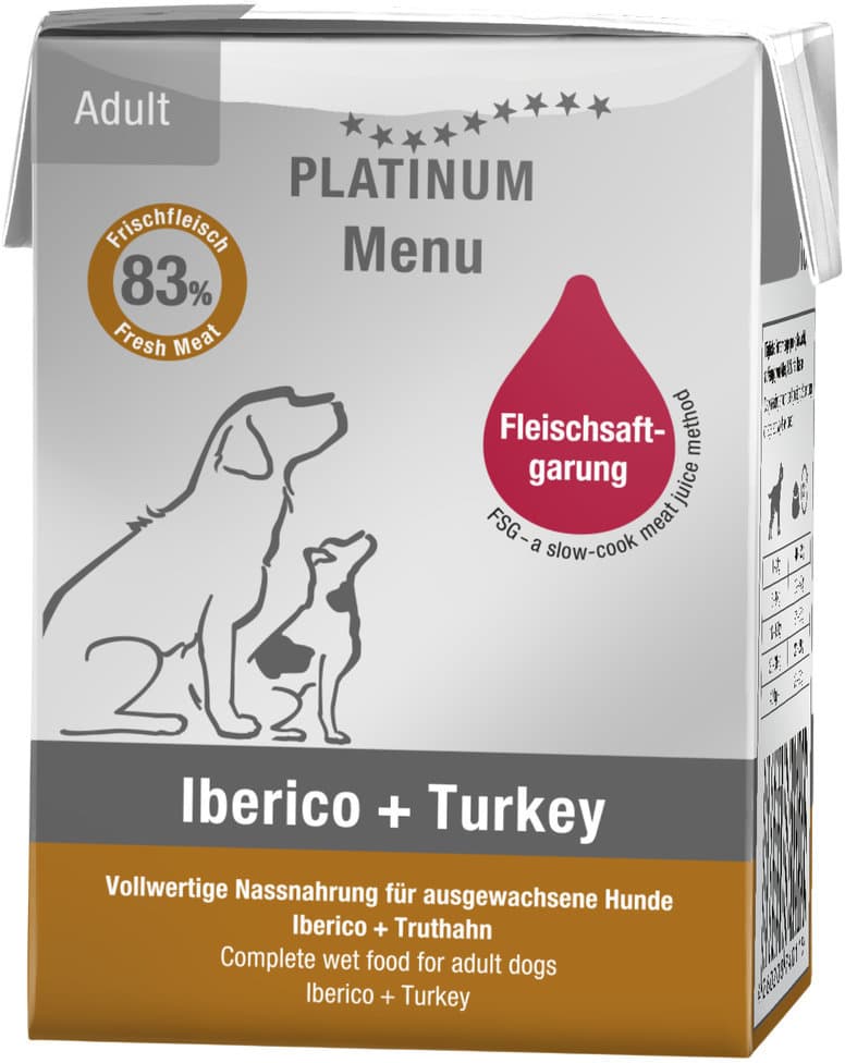 PLATINUM Hundenassfutter Menu Iberico + Turkey