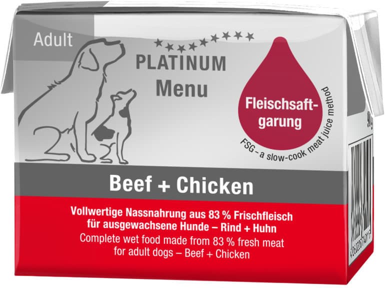 PLATINUM Hundenassfutter Menu Beef + Chicken
