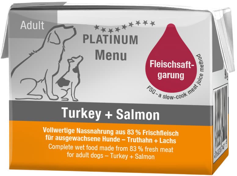 PLATINUM Hundenassfutter Menu Turkey + Salmon