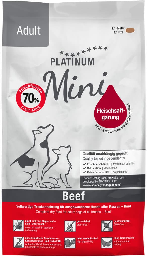 PLATINUM Hundetrockenfutter Beef Mini