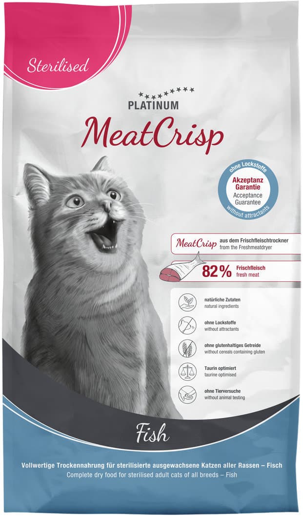 PLATINUM Katzentrockenfutter MeatCrisp Sterilized Fish