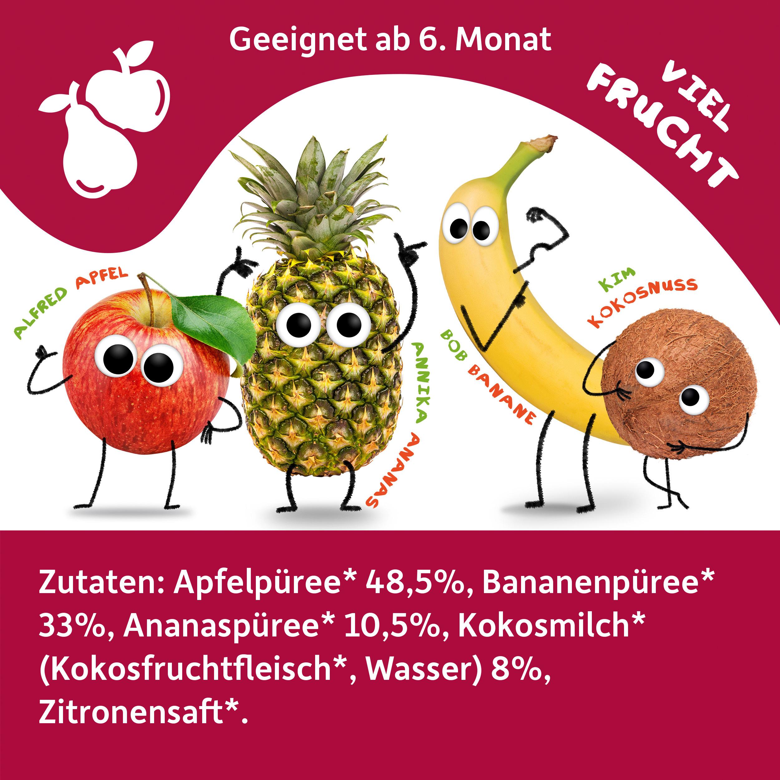 Produktbild Freche Freunde Bio Quetschie 100% Apfel, Banane, Ananas&Kokosnuss 4 von 10