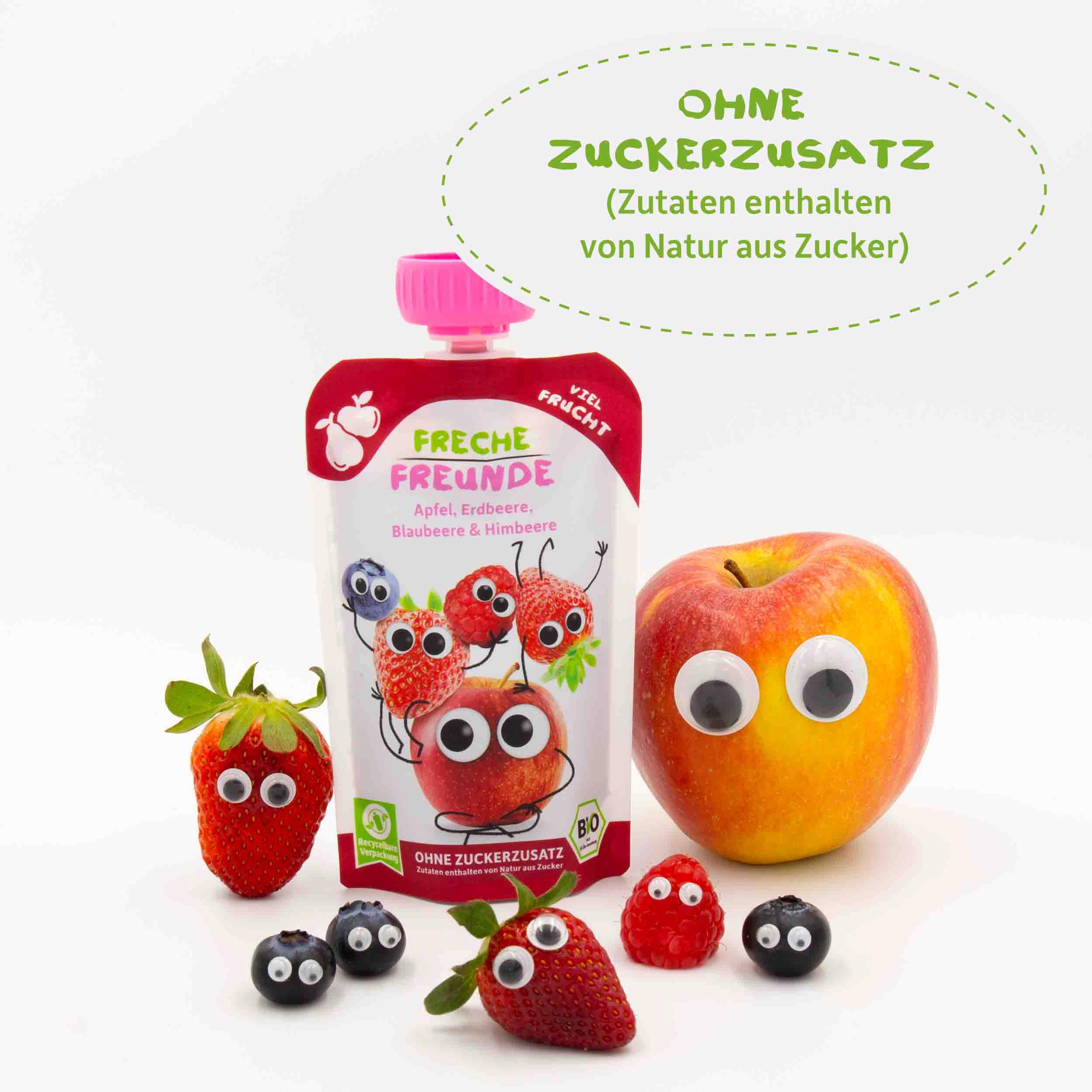 Produktbild Freche Freunde Bio Quetschie 100% Apfel, Erdbeere, Blaubeere&Himbeere 8 von 10