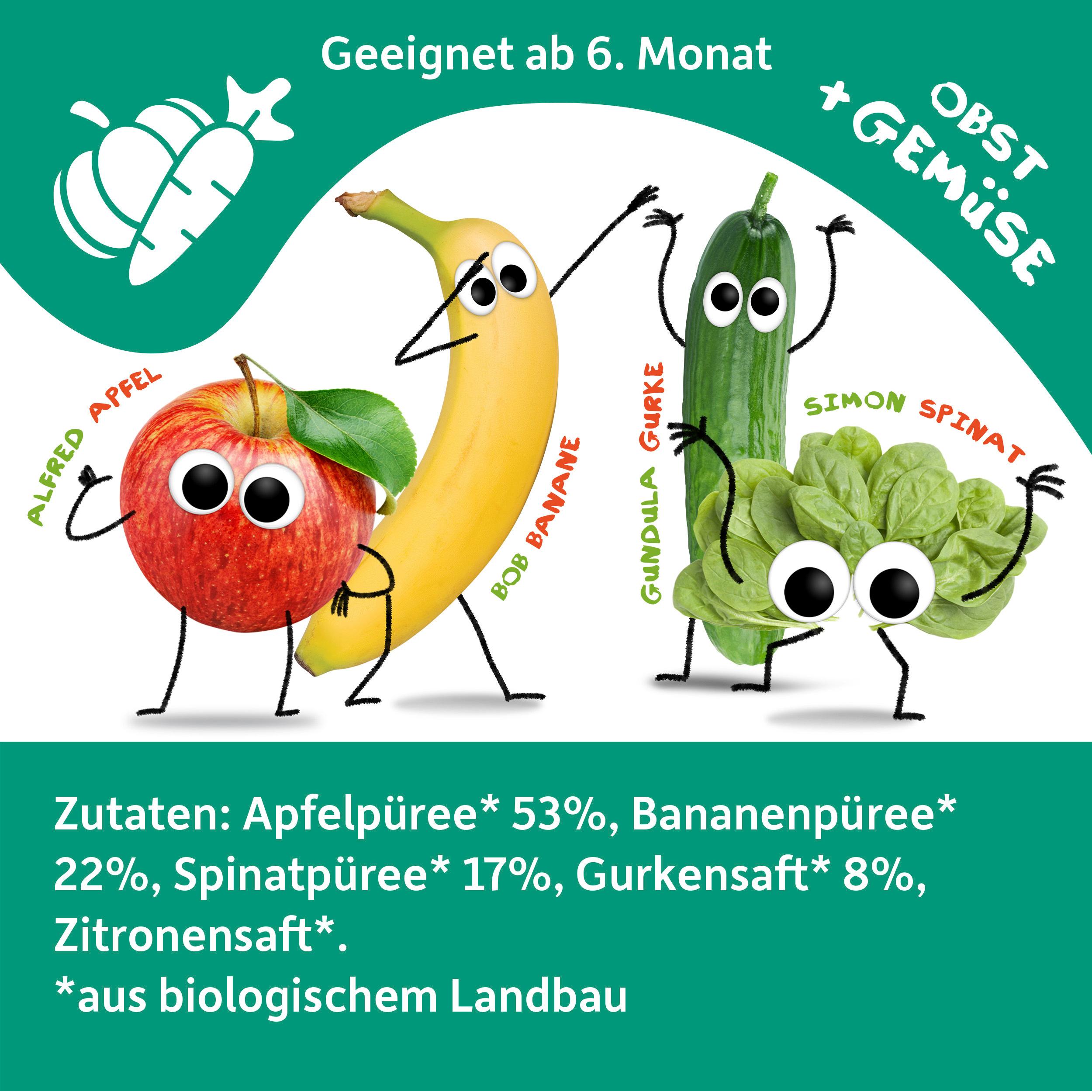 Produktbild Freche Freunde Quetschie Apfel, Banane, Spinat&Gurke 6 von 8