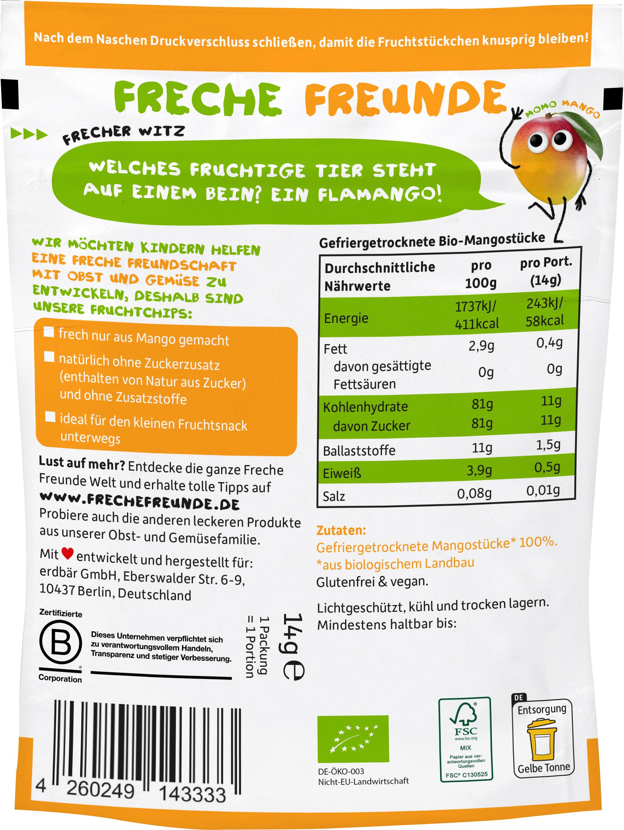 Produktbild Freche Freunde Bio Fruchchips 100% Mango 2 von 10
