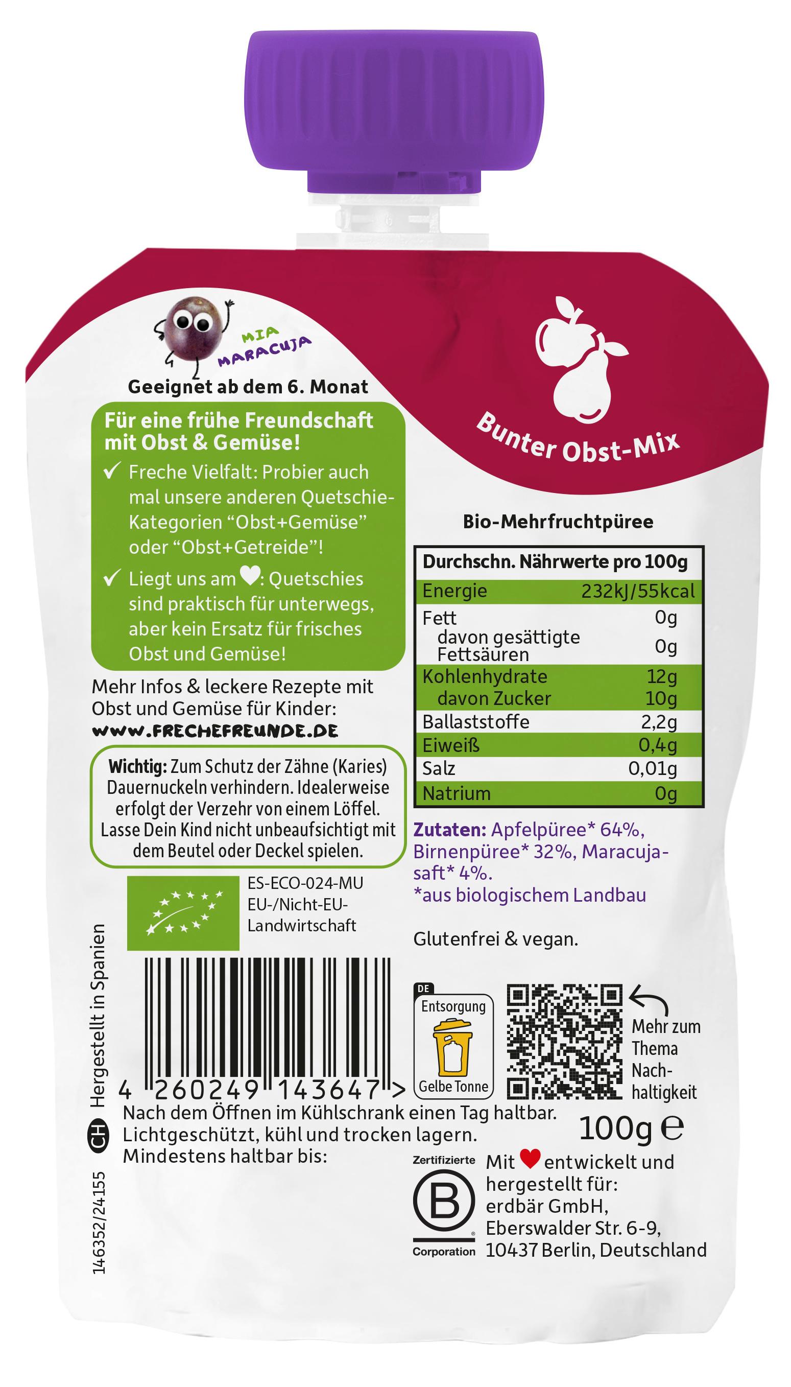 Produktbild Freche Freunde Quetschie Apfel, Birne&Passionsfrucht 2 von 19