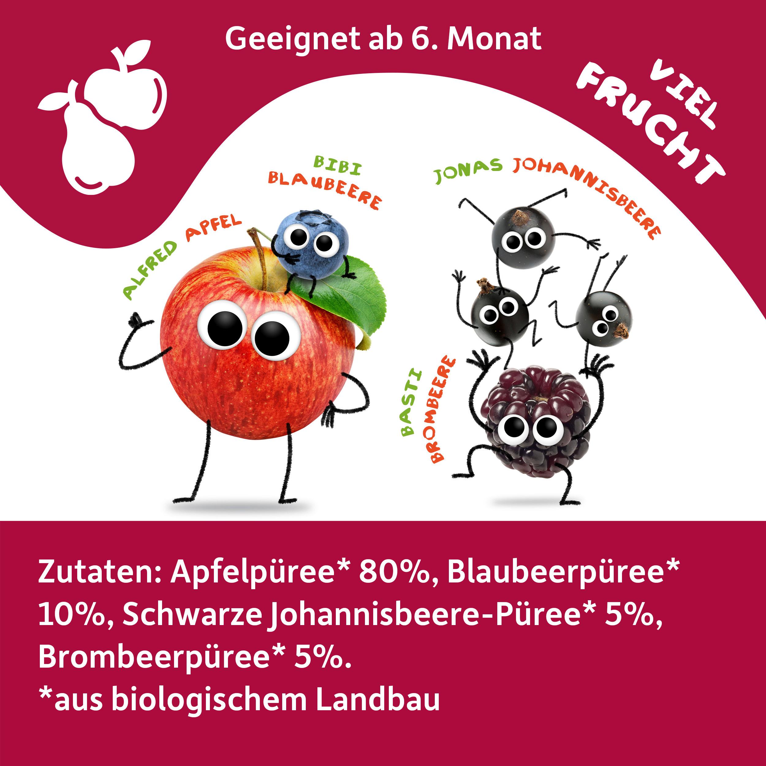 Produktbild Freche Freunde Bio Quetschie  Apfel, Blaubeere, Johannisbeere&Brombeere 9 von 10
