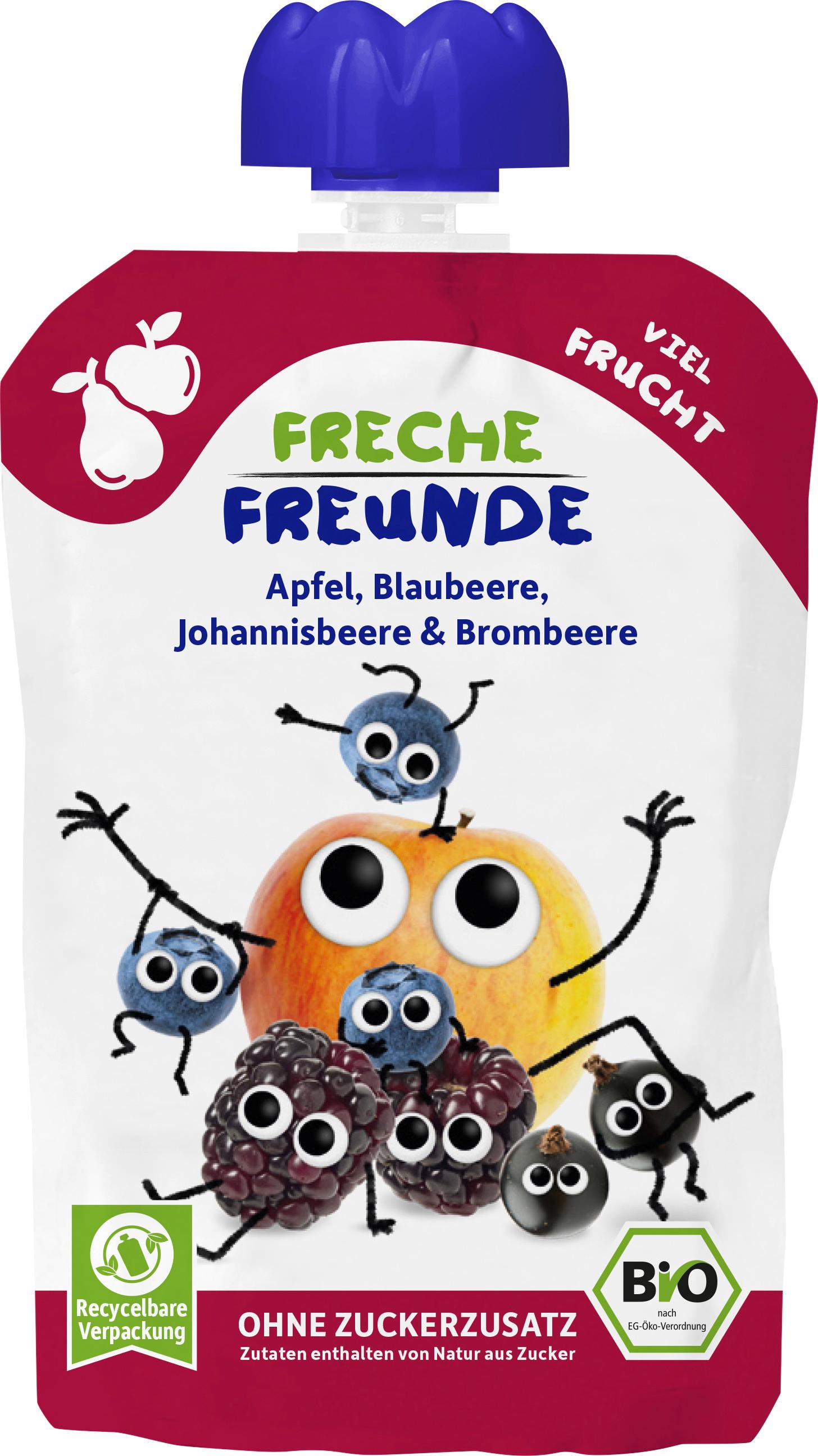 Freche Freunde Bio Quetschie  Apfel, Blaubeere, Johannisbeere&Brombeere