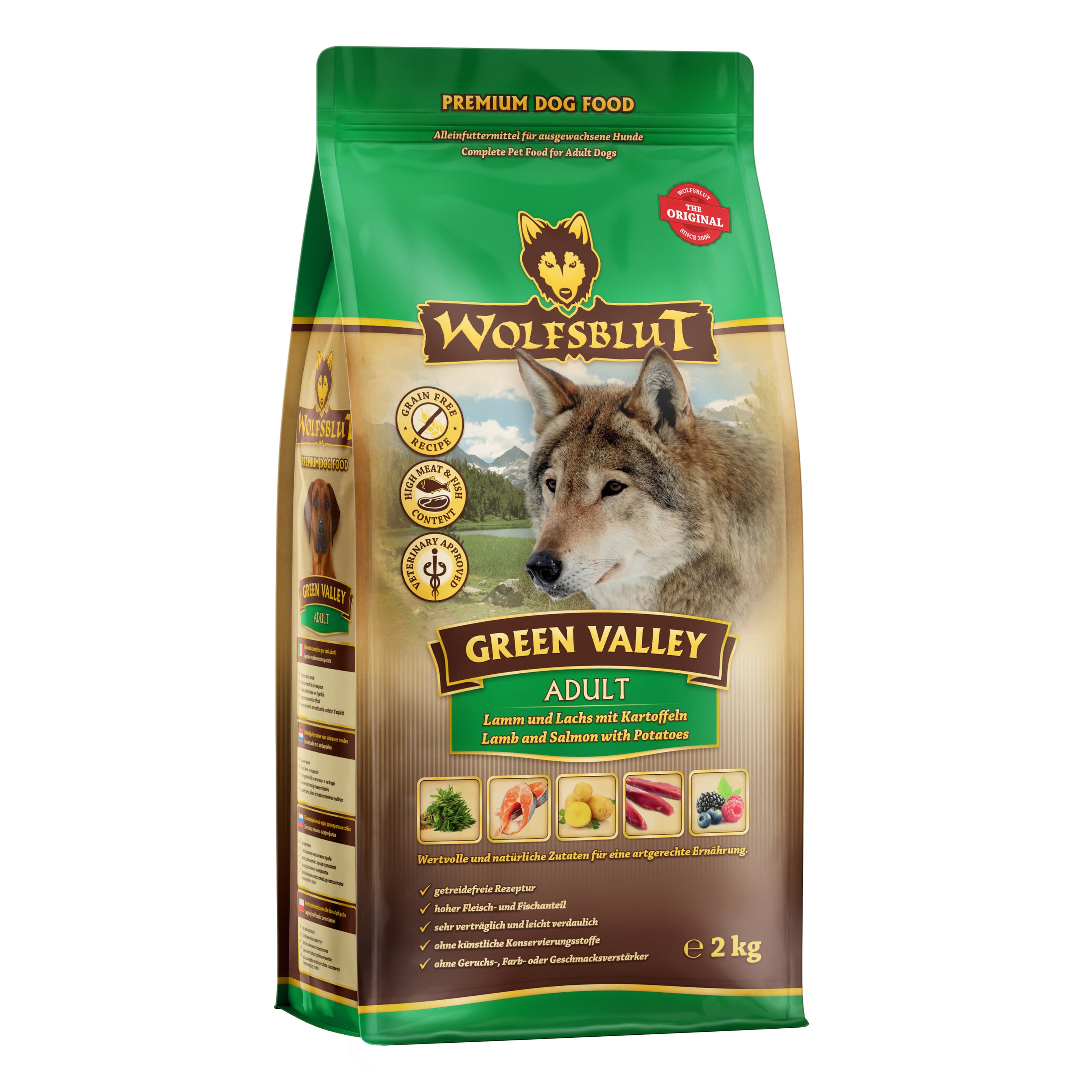 Wolfsblut Hundetrockenfutter Green Valley Adult Lammfleisch, Lachs & Kartoffeln