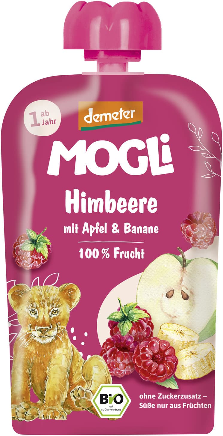 MOGLI Bio Demeter Quetschie Himbeere mit Apfel & Banane