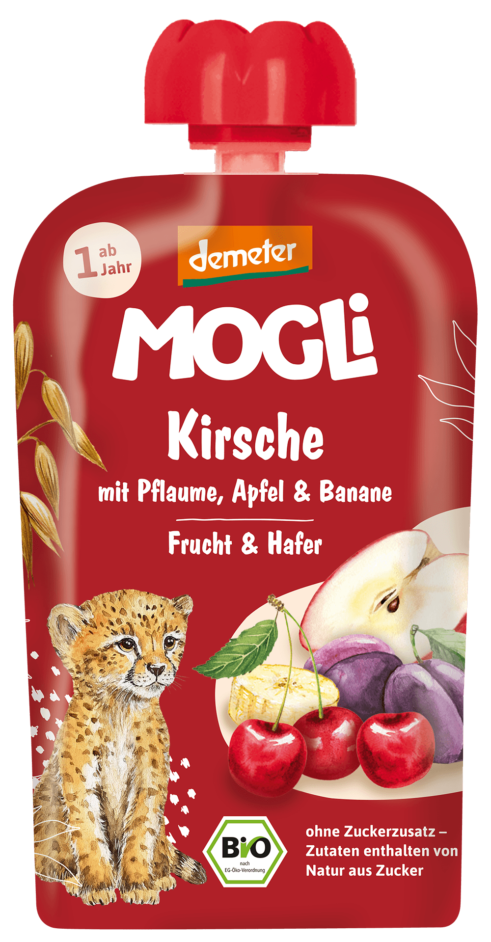 MOGLI Bio Demeter Quetschie Kirsche mit Pflaume, Apfel & Banane