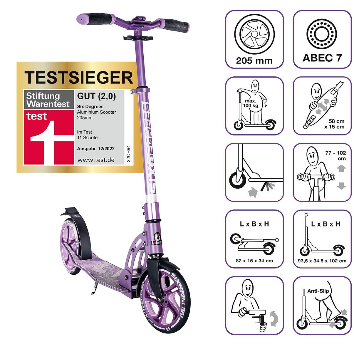 Authentic 510 Six Degree Scooter 205mm lila