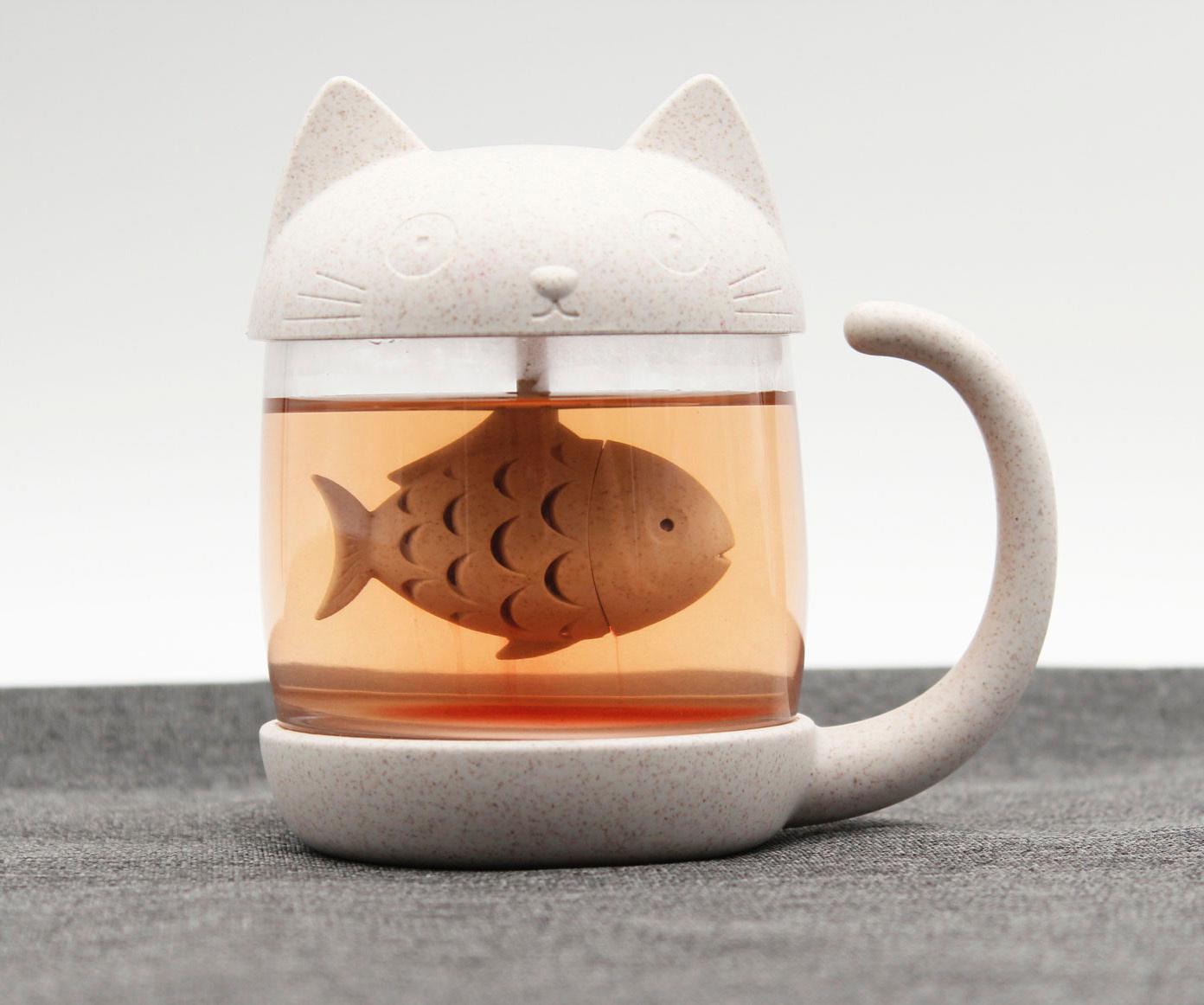 Produktbild Winkee Teebecher Katze mit integriertem Tee-Ei 3 von 4