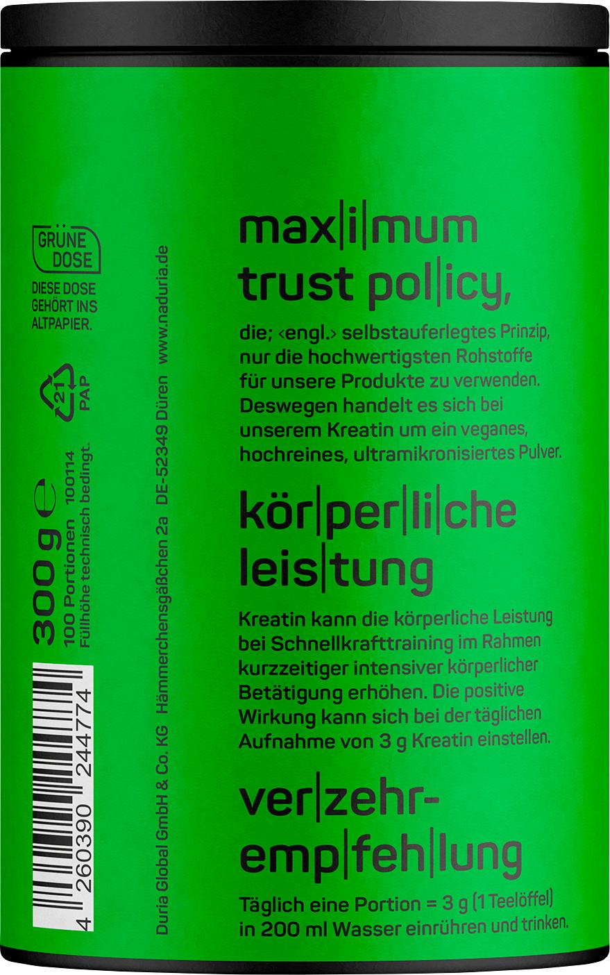 Produktbild NADURIA Creatine Premium Monohydrate vegan neutral 2 von 4