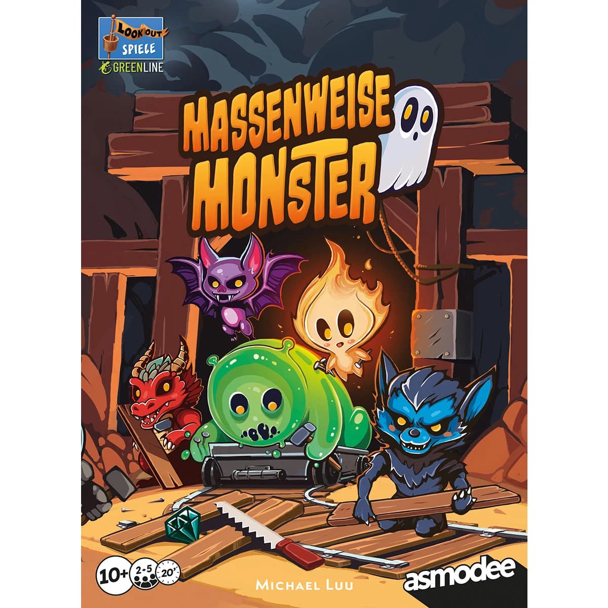 Lookout Spiele Massenweise Monster DE – rasantes Legespiel für Familien ab 10 Jahren