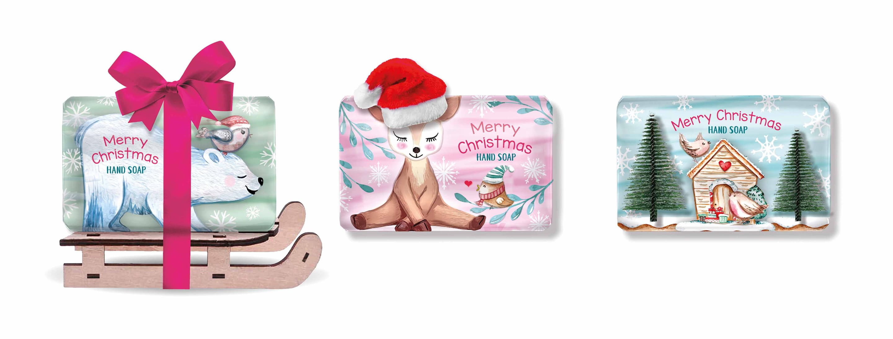 Seife im bedruckten Designpapier mit Dekoelement