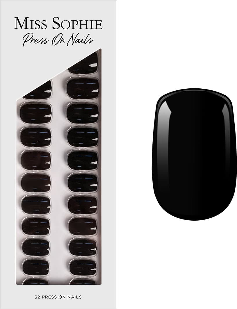 MISS SOPHIE Press On Nails Black Velvet Short Square