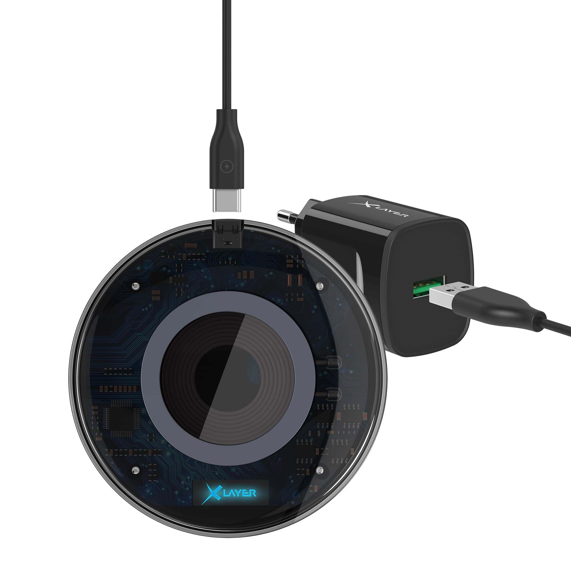 Xlayer Induktive Ladestation Wireless Charging Pad Discover 10W Qi-zertifiziert inkl. Ladegerät Black