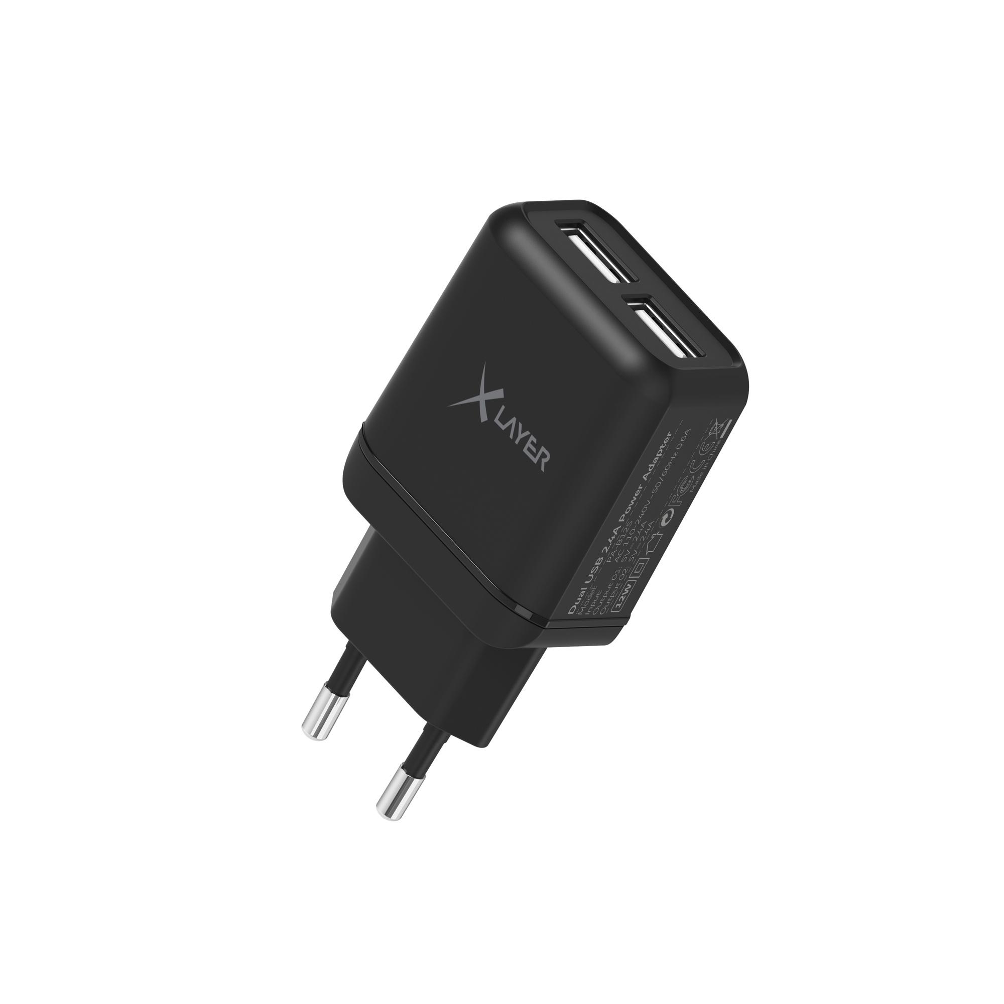 Xlayer Ladegerät Dual USB 5V/2.4A Black