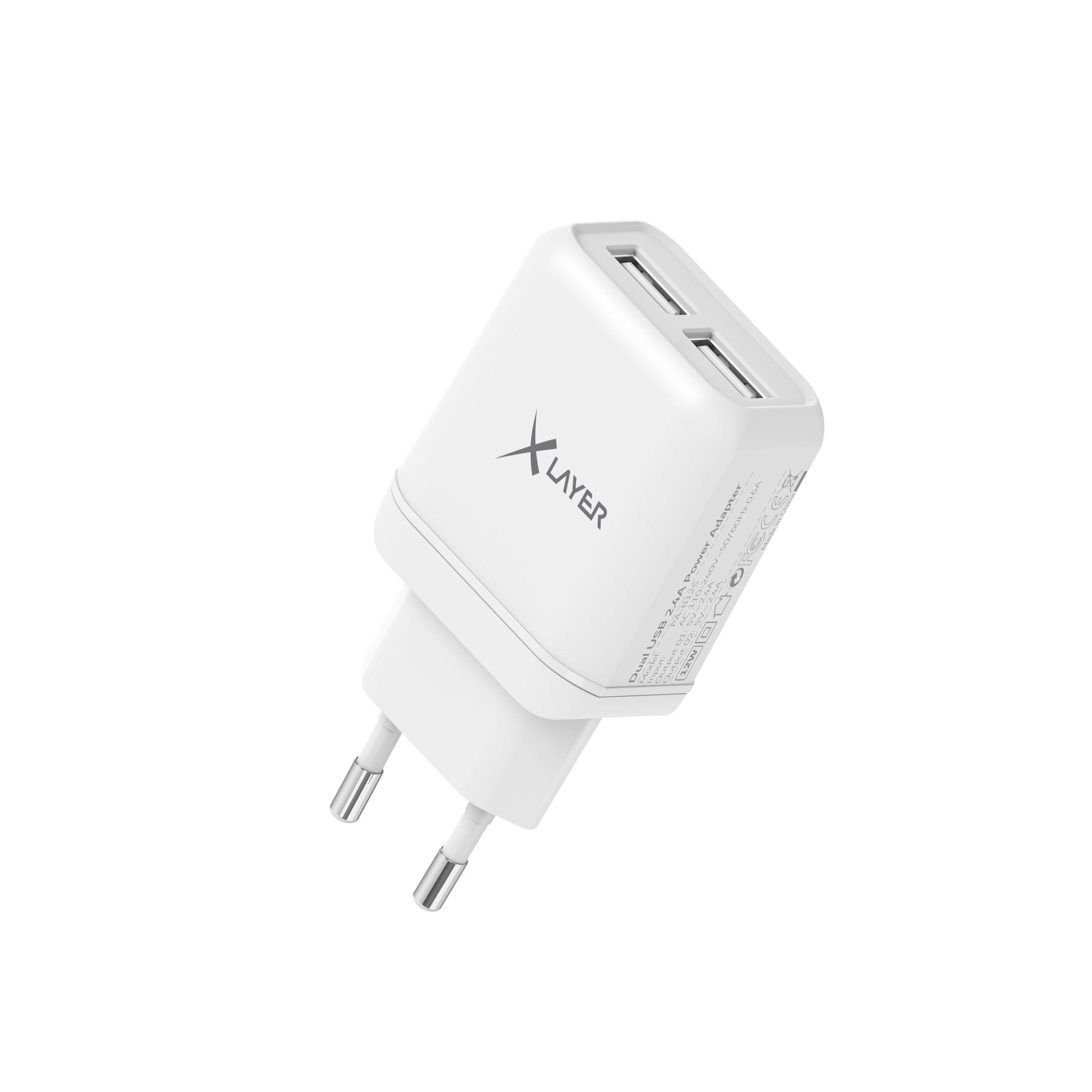 Xlayer Ladegerät Dual USB 5V/2.4A White