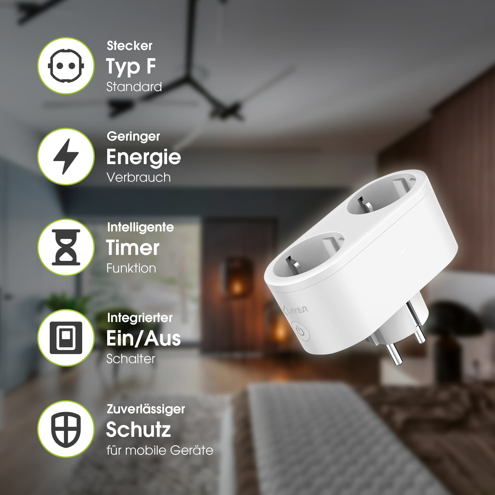 Produktbild XLayer Smart Home WiFi Doppel Steckdose Echo Weiß 3 von 3