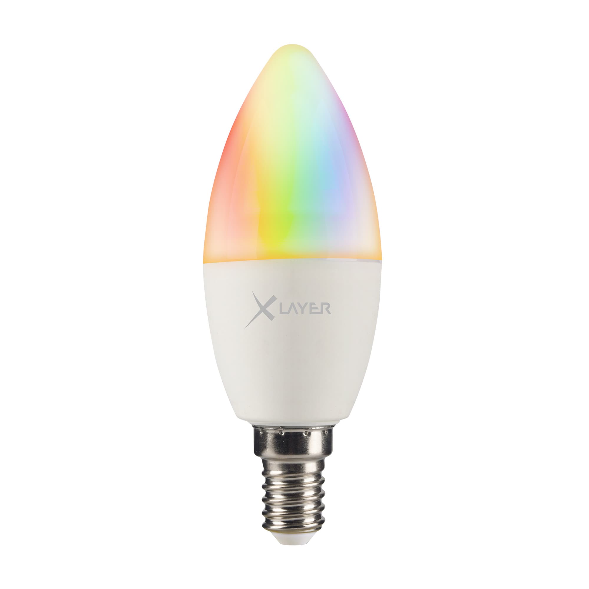 XLayer Smart Home WiFi LED E14 - 4.5 Watt Lampe - Birne Mehrfarbig, Dimmbar, Warm- und Kaltweiß