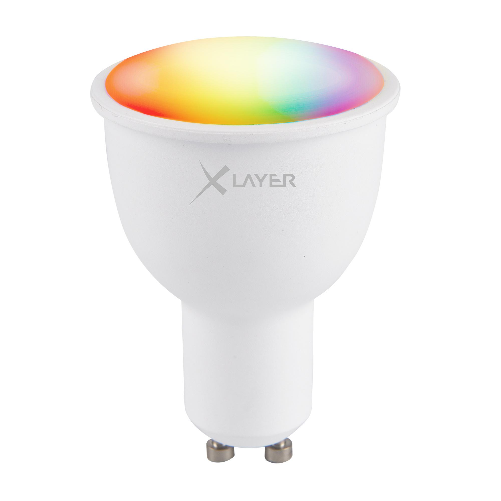 XLayer Smart Home WiFi LED GU10 - 4.5 Watt Lampe - Birne Mehrfarbig, Dimmbar, Warm- und Kaltweiß