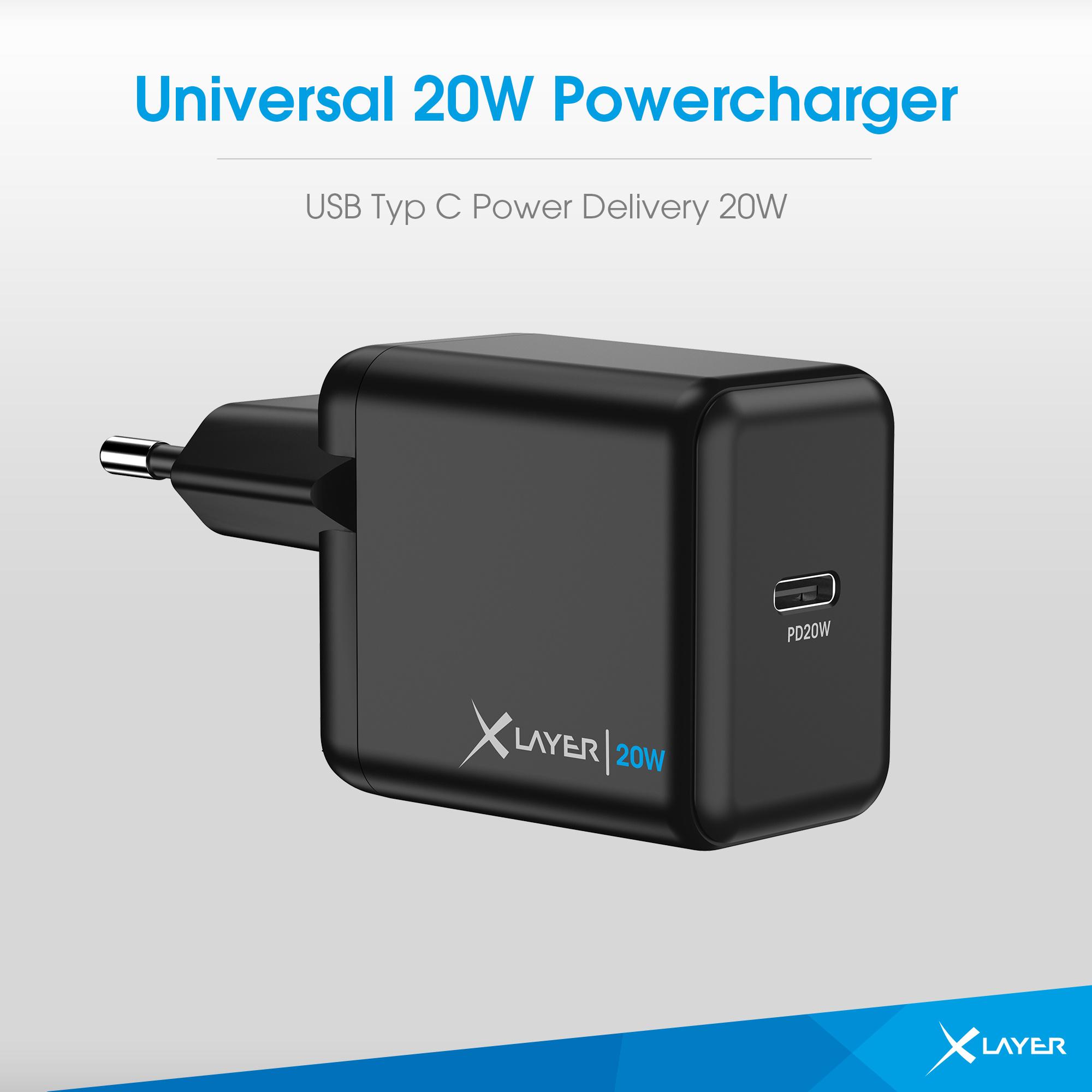 Produktbild XLayer Ladegerät Single USB Typ C PD 20W Schwarz 4 von 4