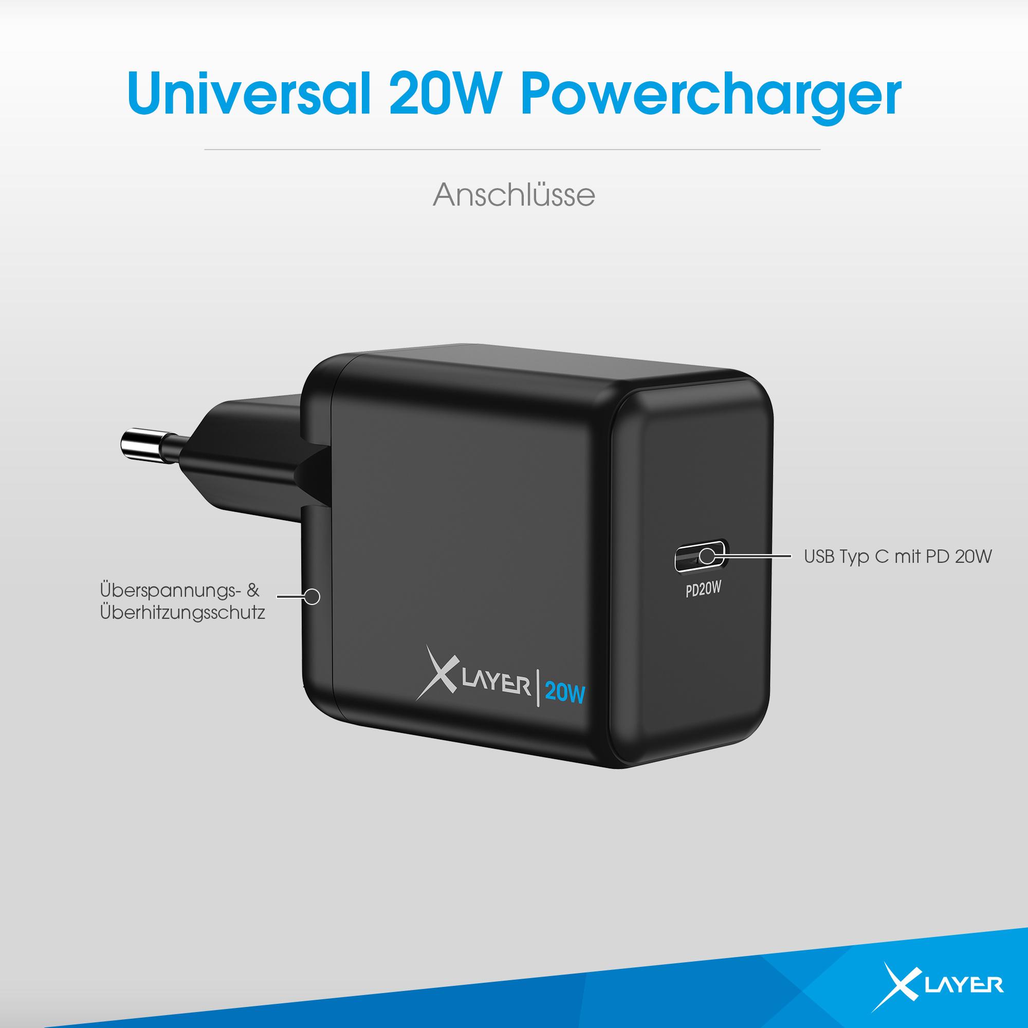 Produktbild XLayer Ladegerät Single USB Typ C PD 20W Schwarz 3 von 4