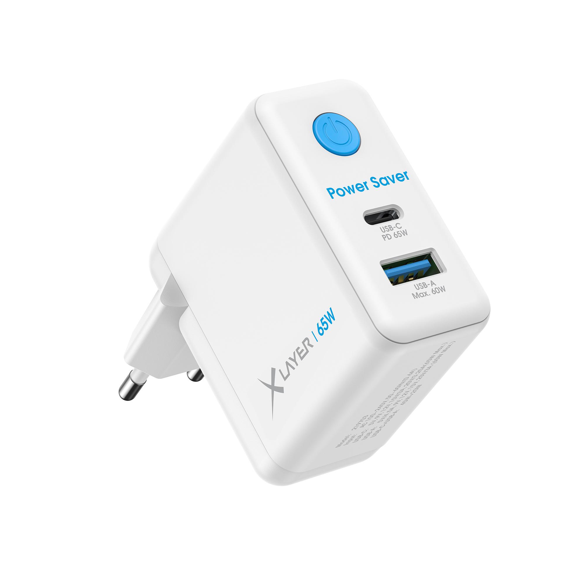 Produktbild XLayer 65W Power Saver duales Ladegerät mit Strom-Stopp-Funktion White 11 von 13