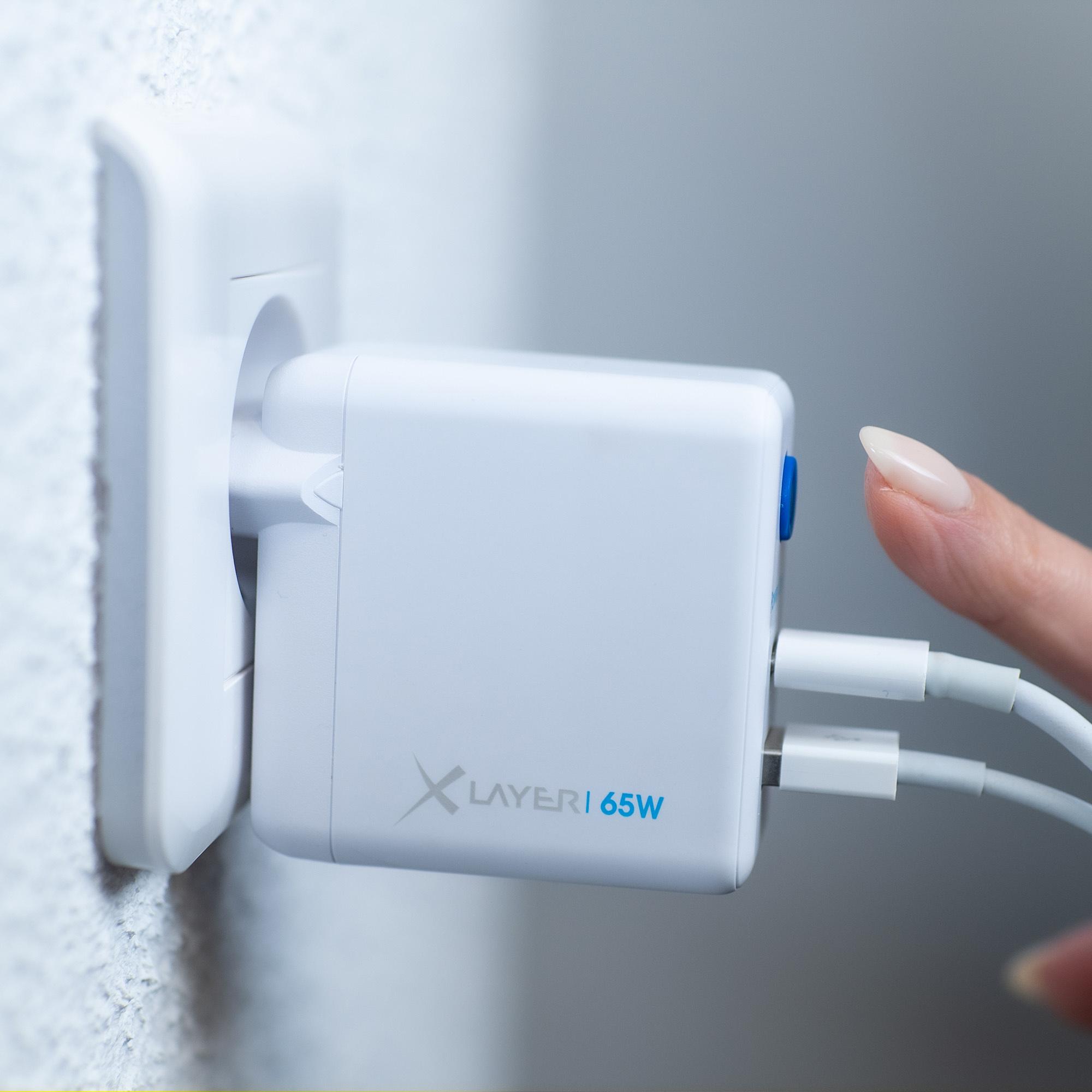 Produktbild XLayer 65W Power Saver duales Ladegerät mit Strom-Stopp-Funktion White 3 von 13