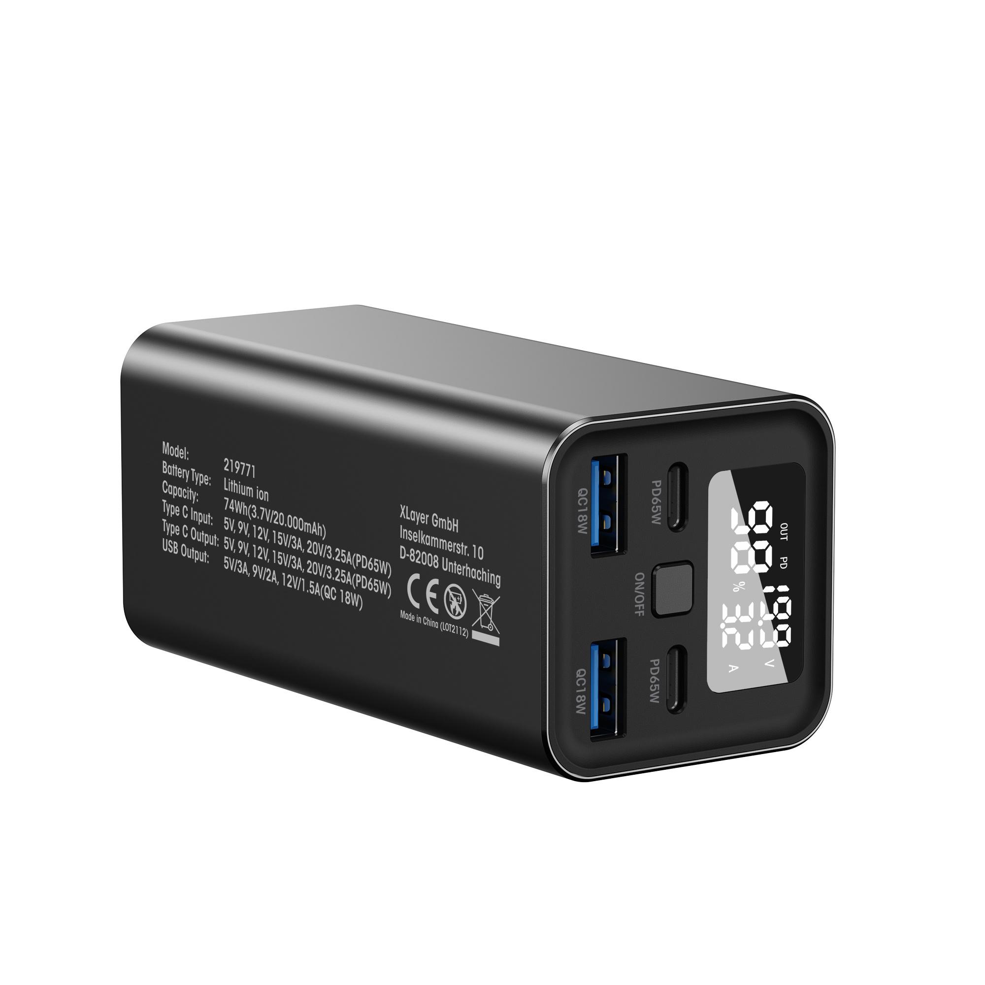 Produktbild XLayer Power Bar 20.000 mAh 65W PD Black 12 von 12