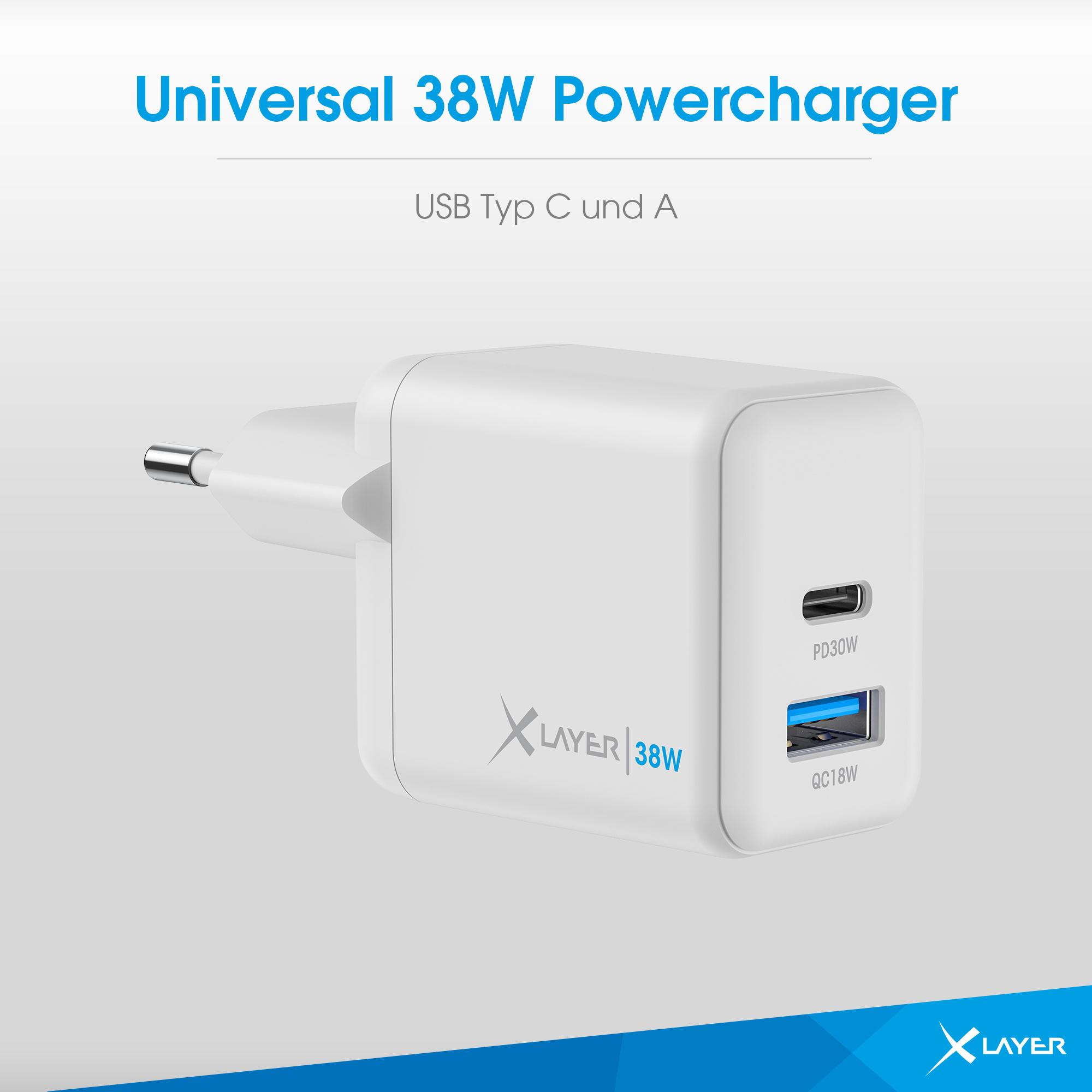 Produktbild XLayer Universal 38W Powercharger USB Typ C&USB Typ A White 4 von 6