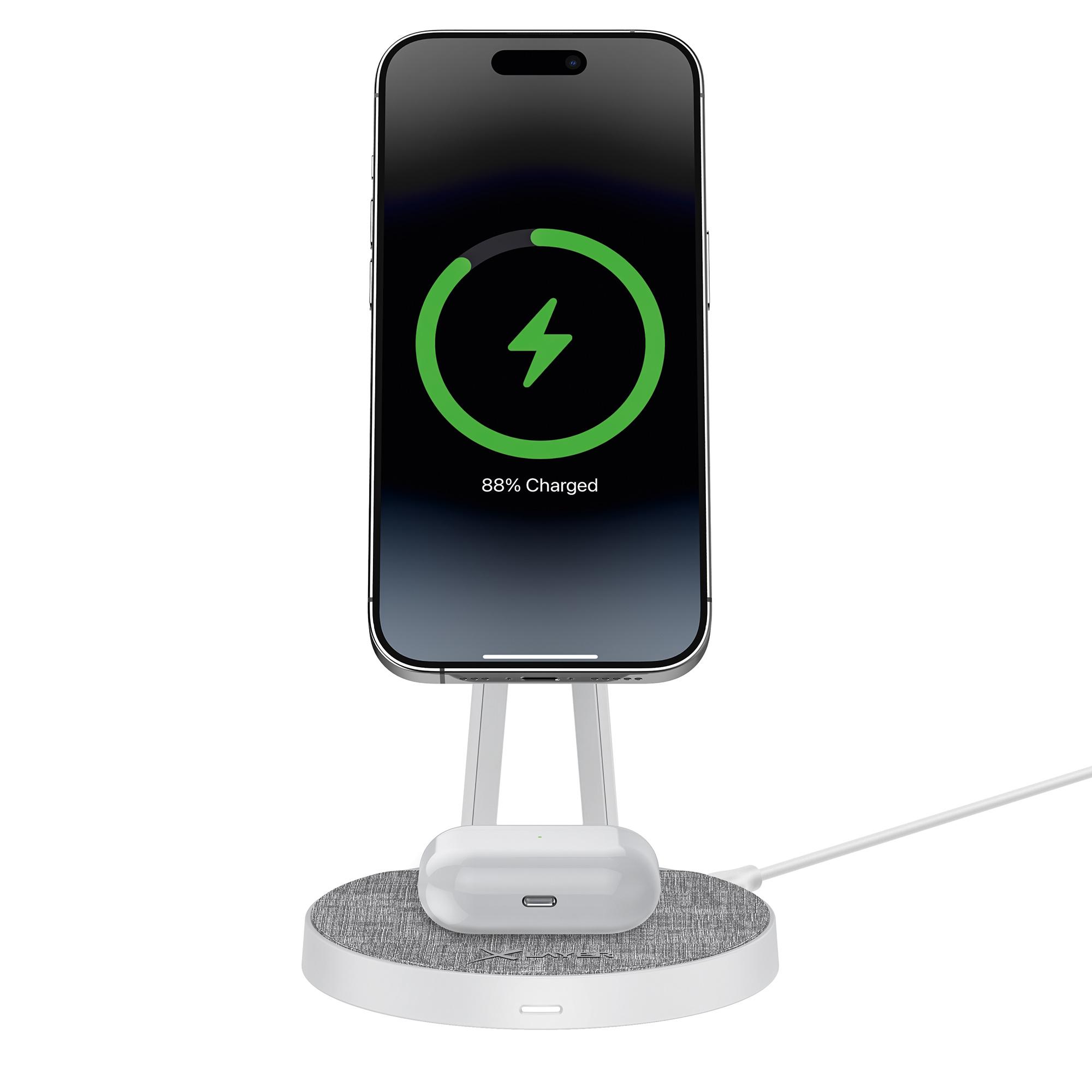 Produktbild XLayer MagFix Pro 2 in 1 Ladestation 15W Grey/White 6 von 8