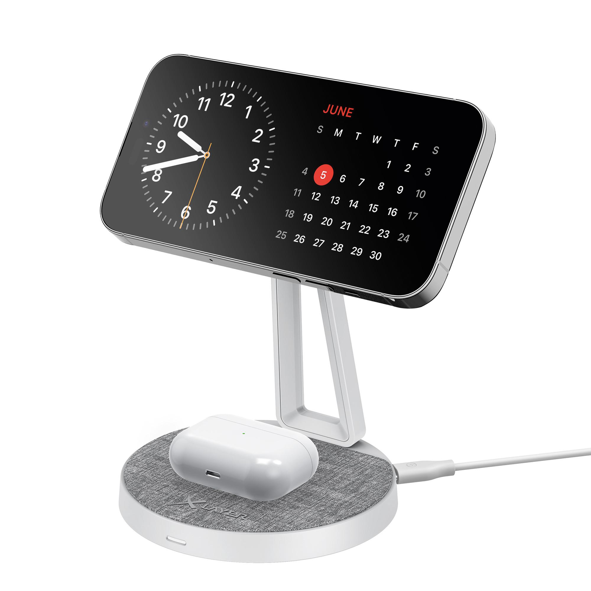 Produktbild XLayer MagFix Pro 2 in 1 Ladestation 15W Grey/White 5 von 8