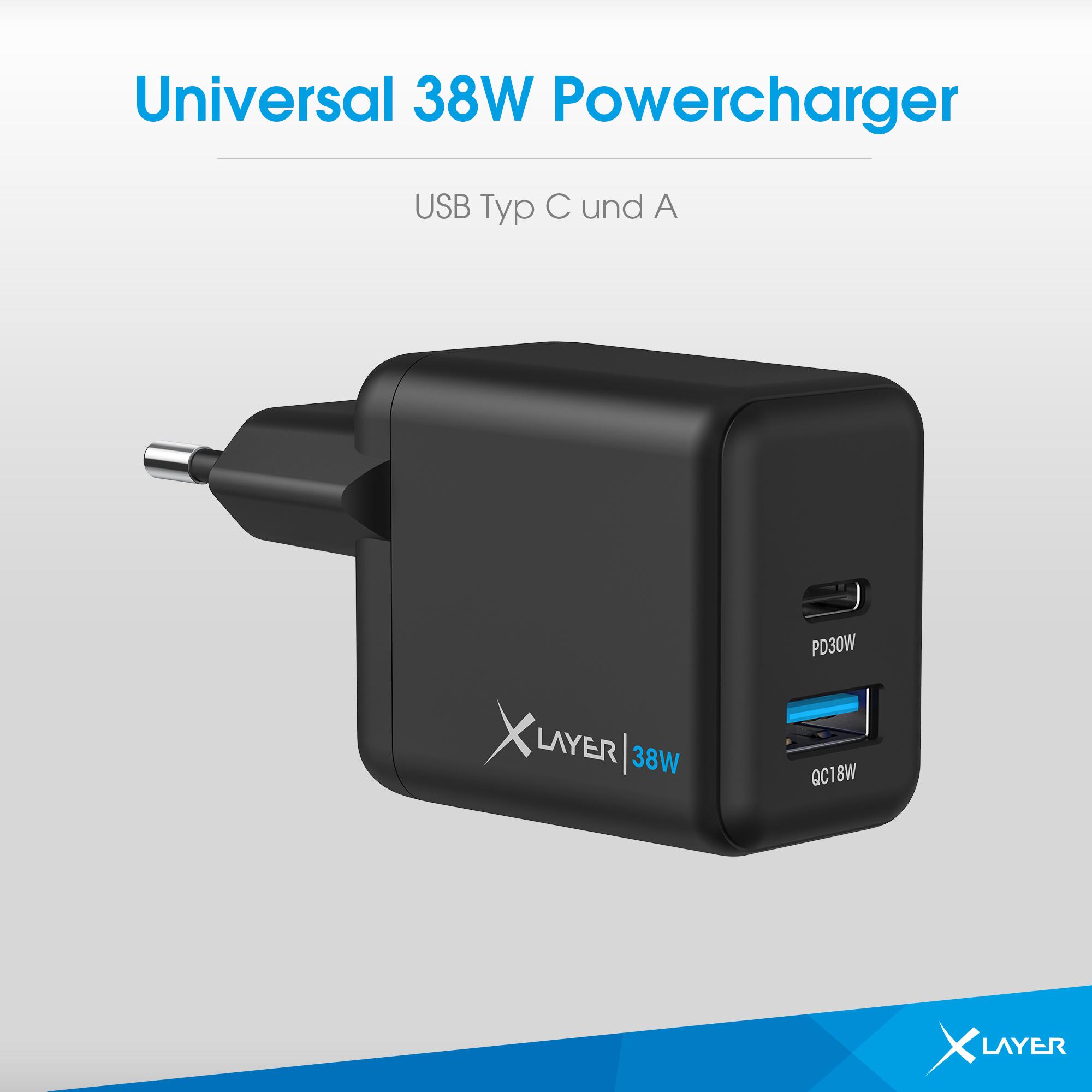 Produktbild XLayer Universal 38W Powercharger USB Typ C&USB Typ A Black 3 von 6