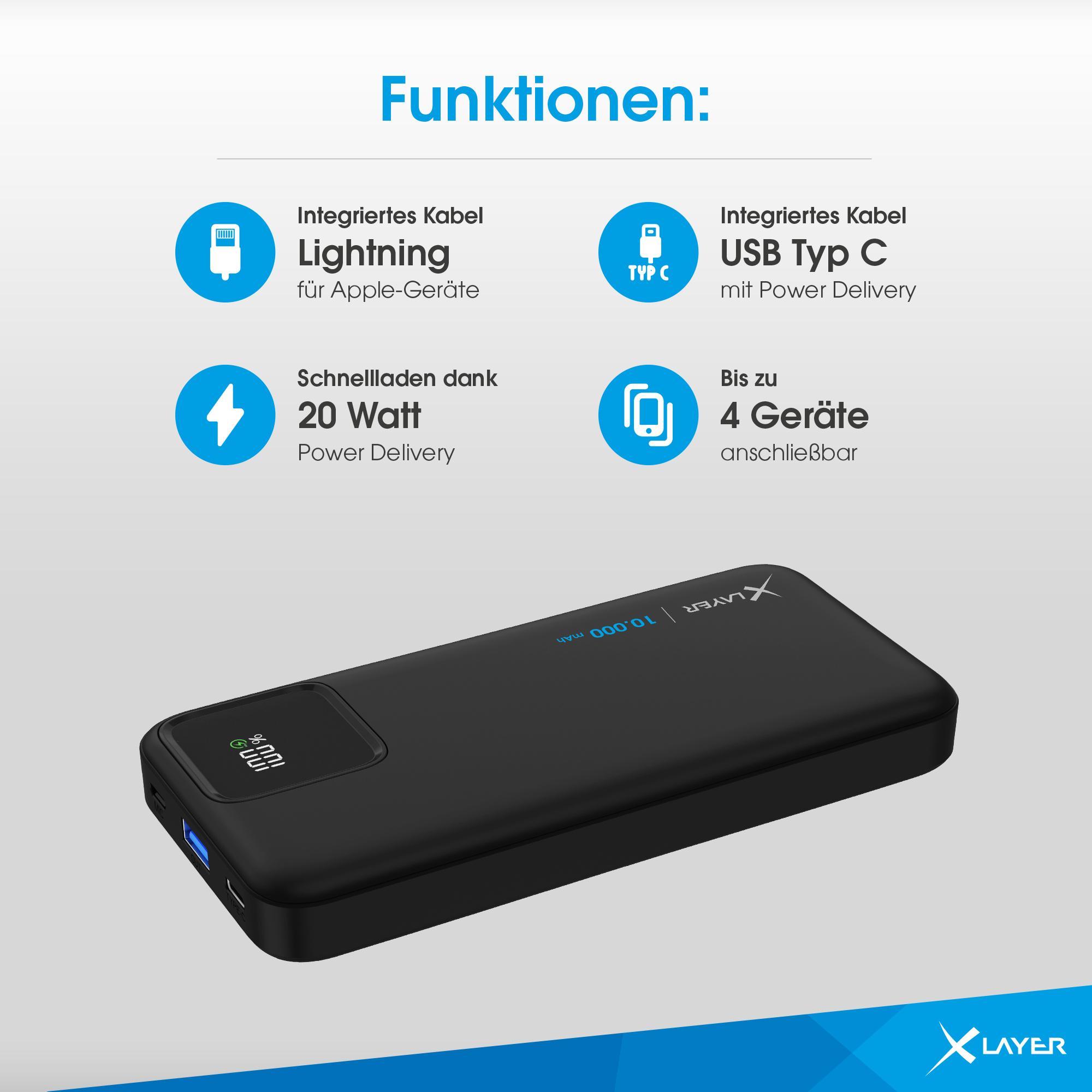 Produktbild XLayer Powerbank Cable PD 20W 10.000 mAh Black 9 von 10