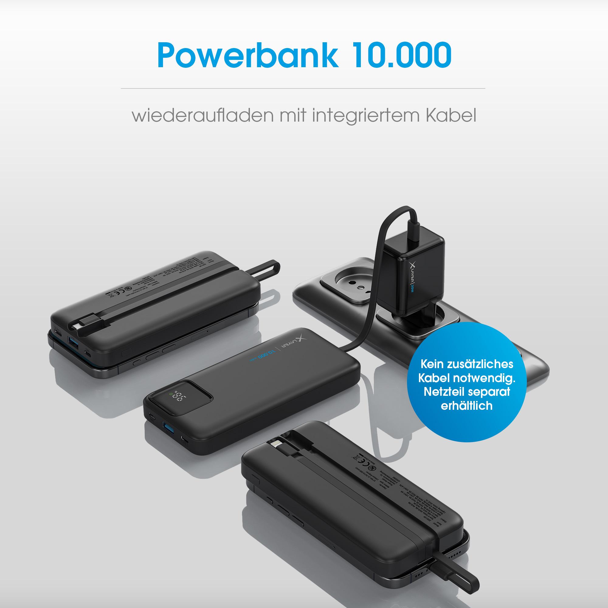 Produktbild XLayer Powerbank Cable PD 20W 10.000 mAh Black 2 von 10
